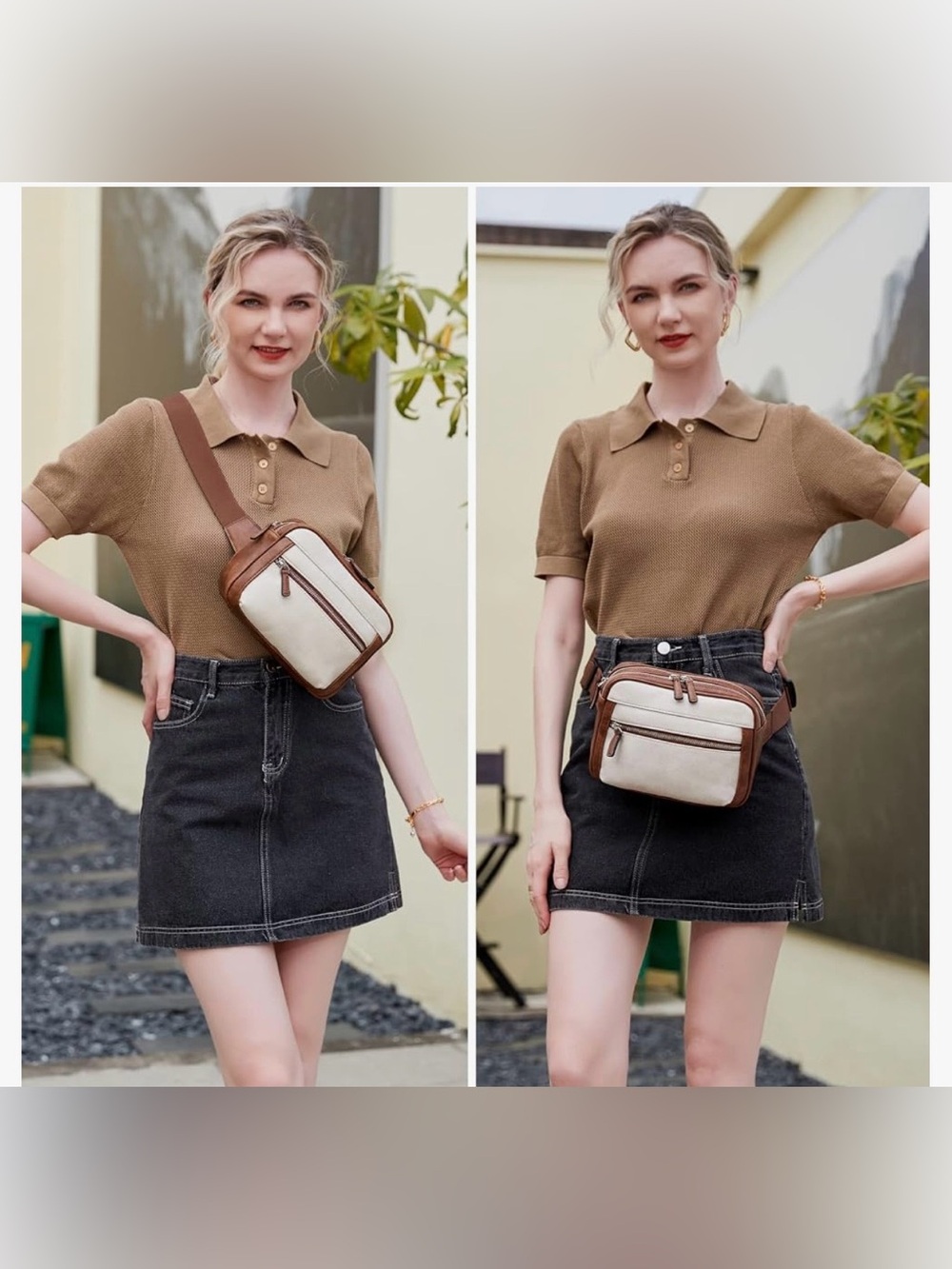 Myhozee Faux Leather Fanny Pack Crossbody Belt Bag